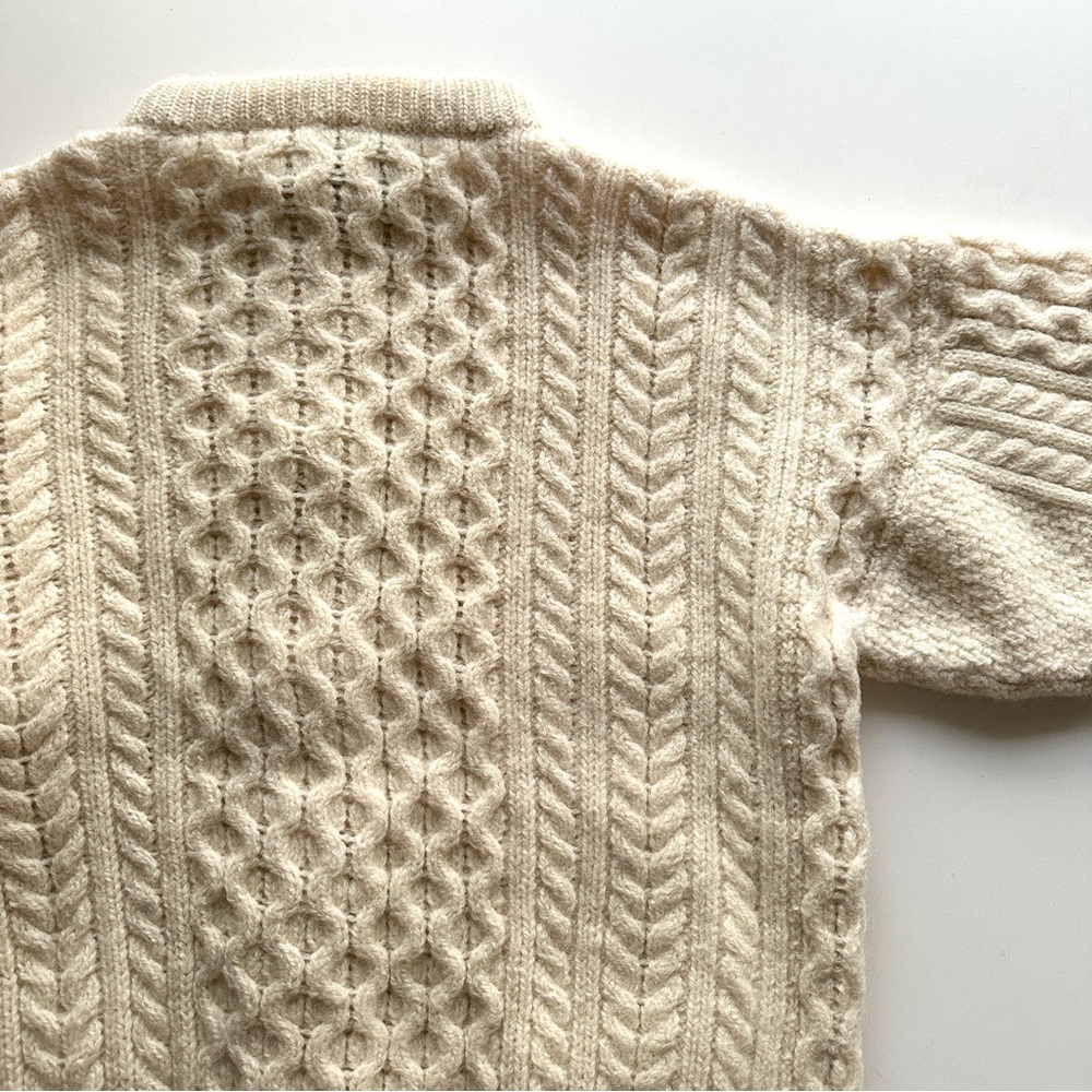 Vintage Irish Hand Knit Wool Cable Cardigan Fisherman Aran Handmade in Ireland - Picture 6 of 14
